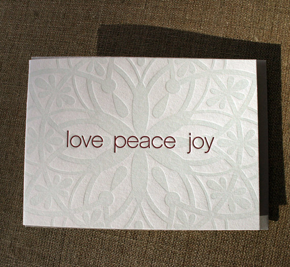 love peace joy snowflake card
